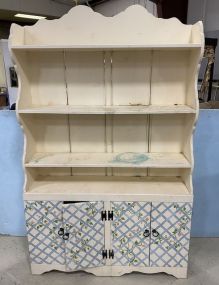Primitive Style White Painted Hutch