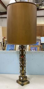 Tall Gold Gilt Metal Oriental Style Lamp