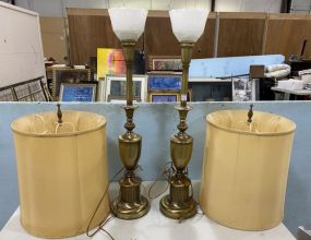 Pair of Vintage Brass Torchiere Table Lamps