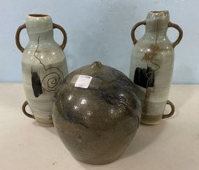 Three Hand Made Pottery Vases