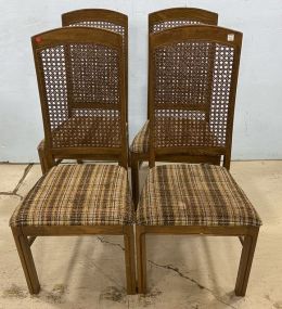 Four Oak Finish Cane Back Side Chairs