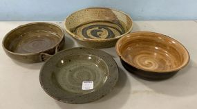 Four Stoneware Pottery Bowls