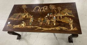 Vintage Middle East Inlaid Imagery Top Coffee Table