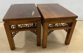 Pair of Gordons Furniture Cherry Oriental Side Table