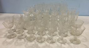 Vintage Etched Floral Crystal Stemware