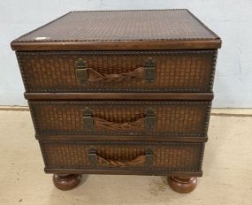 New Faux Woven Style Three Drawer Side Table