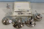 Crystal Jar, Argento 800 Place Set, 3 Silver Plate Lids, and Burner