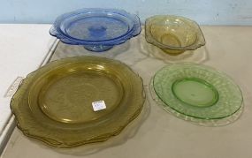 Depression Era Glass Stand and Plates