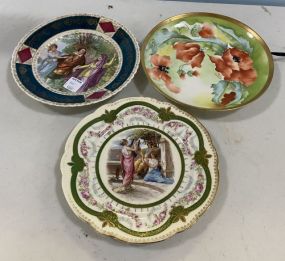 Three Porcelain Hand Painted Plates