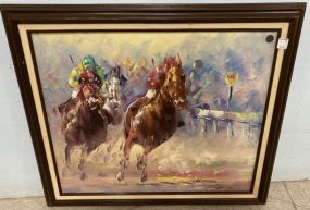 Horse Racing Painting Signed
