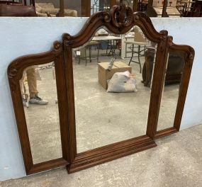 Modern Cherry Tri Fold Dresser Mirror