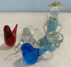 Hand Blown Glass Birds and Hand Blown Glass Angel