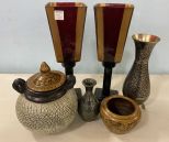Group of Pottery and Glass Candle Holders
