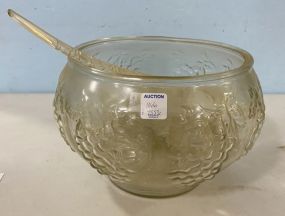Grape Pattern Glass Punch Bowl