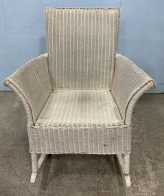 White Wicker Vintage Rocker