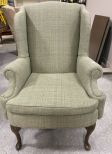 Queen Anne Wing Back Upholstered Chair