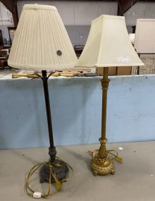 Two Decorative Pole Table Lamps