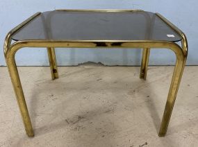 Vintage Brass and Glass Top Side Table