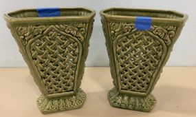 Pair of Kirkland's Oblong Vases