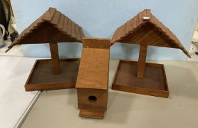 Pair of Hand Made Bird Feeders and Bird House
