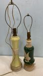 Two Vintage Mid 1900's Glass Table Lamps