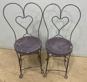 Pair of Turquoise Painted Ice Cream Chairs