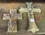 Two Pottery Ceramic Crosses