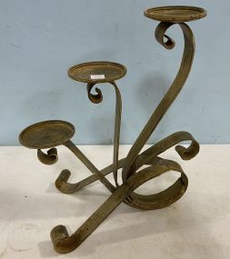Rustic Painted Three Arm Candle Holder