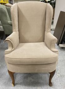 Queen Anne Wing Back Upholstered Chair