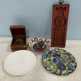 Wood Mood, Gail Pittman Bowl, Plates, Glass Paperweight, and Pier 1 Compass