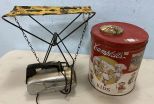 Metal Stand, Vintage Blinder, Campbells Kids Large Tin