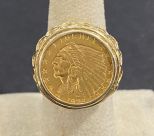 1925 2 1/2 Dollar Gold Indian Quarter Ring