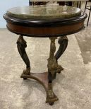 Vintage Old World Bronze Mount Round Seahorse Table