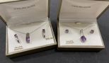 Two Sterling Amethyst Necklaces and Earrings