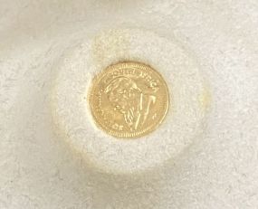 1980 South Africa Krugerrand Coin, Mini 14K Gold w/ Case