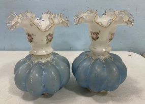 Vintage Fenton Style Blue Vases