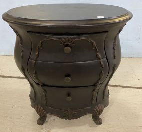 Small Black Finish Bombe Chest With French Design