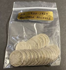 Twenty 1920-1929 Buffalo Nickels