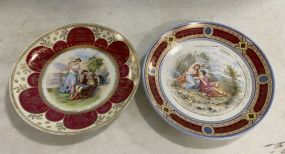 Two Austria Hand Painted Porcelain Chargers