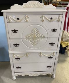 White Painted Depression Era Hi Boy Chest