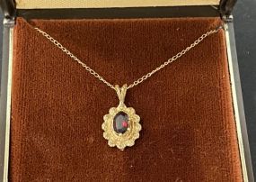 14 Karat Gold Necklace and Stone Pendant
