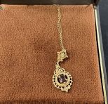 14 Karat Gold Necklace and Stone Pendant