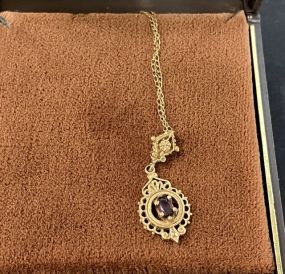 14 Karat Gold Necklace and Stone Pendant