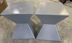 Pair of Contemporary Silver Pedestal Stands