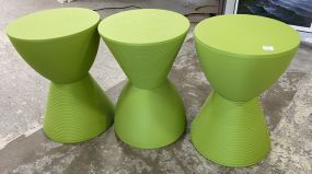 Three Contemporary Green Pedestal Stands