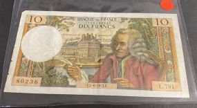 French Note Dix Francs