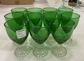 11 Vintage Anchor Hocking Forest Green Boopie Glasses