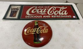 1990 Coca Cola Meal Button Sign and Coca Cola Advertisement Sign