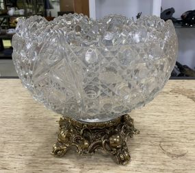Vintage Pinwheel Pressed Glass Center Piece Bowl