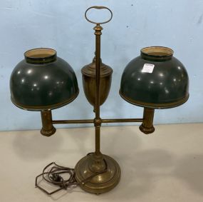 Vintage Brass Double Light Banker's Lamp